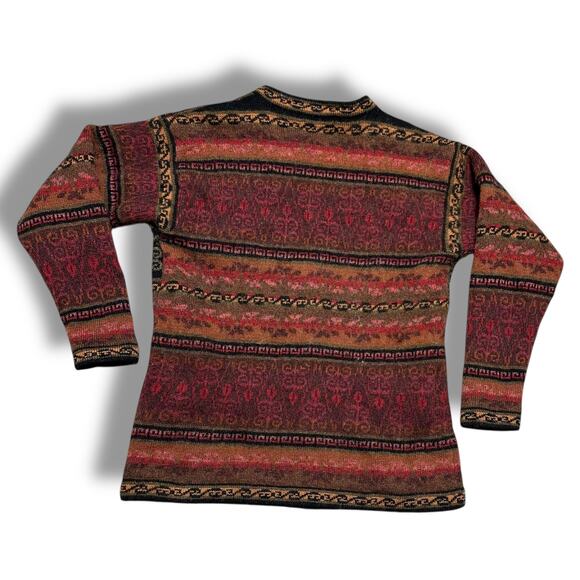 Vintage 90s Icelandic Design Wool Cardigan Floral Tapestry Knit Cottagecore M - Picture 2 of 8